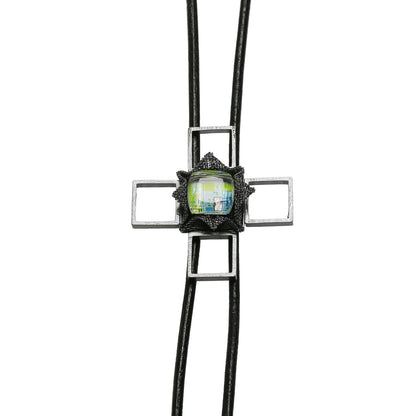 革紐ループタイ 水色 建築 十字クロス ループタイ