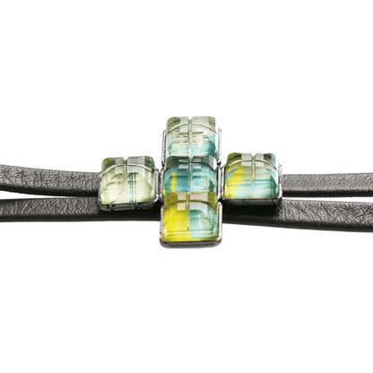 革紐ループタイ 建築設計図 チベット瑪瑙 水色 TAMARUSAN