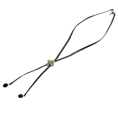 革紐ループタイ 建築設計図 チベット瑪瑙 水色 TAMARUSAN