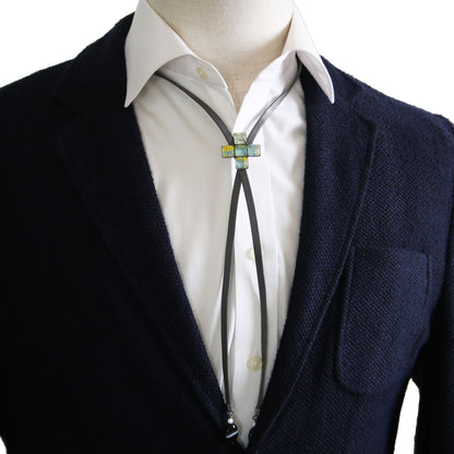 革紐ループタイ 建築設計図 チベット瑪瑙 水色 TAMARUSAN