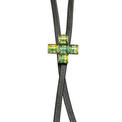 革紐ループタイ 建築設計図 チベット瑪瑙 水色 TAMARUSAN