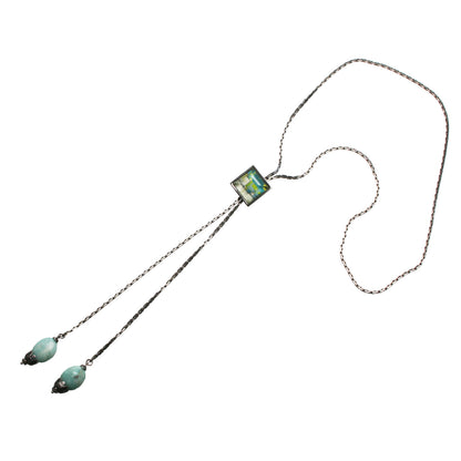 チェーンループタイ 水色 建築 アンティーク調 TAMARUSAN