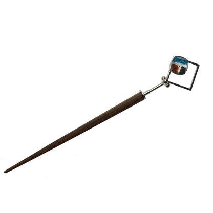 着せ替えかんざし 木製 一本挿し ブルー スクエア TAMARUSAN