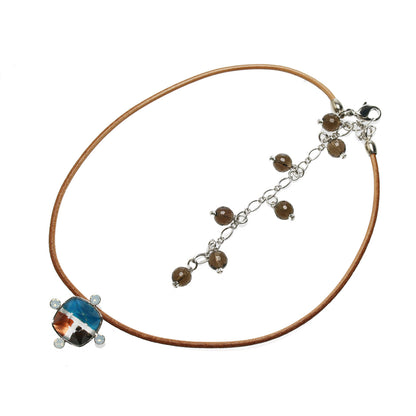 チョーカー 革紐 スモーキークォーツ ブルー TAMARUSAN