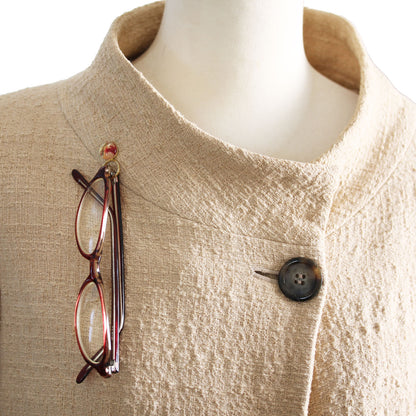 眼鏡ホルダーピンブローチ カニ 赤 24k TAMARUSAN