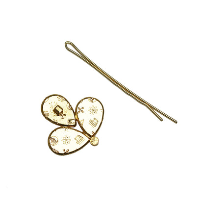 金 ヘアピン カニ 赤 葉っぱ 飾り取り外し可能 TAMARUSAN