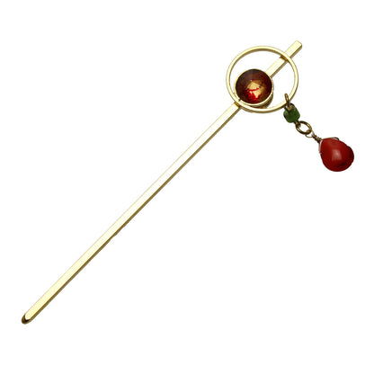 ミニかんざし カニ 珊瑚 赤 24金 TAMARUSAN