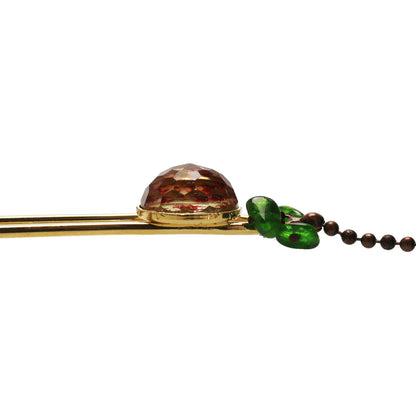 短め かんざし カニ 赤 鈴 24金 TAMARUSAN