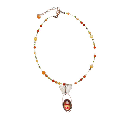 チョーカーネックレス ワイヤー カニ 赤 蝶 TAMARUSAN