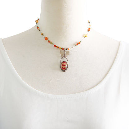 チョーカーネックレス ワイヤー カニ 赤 蝶 TAMARUSAN