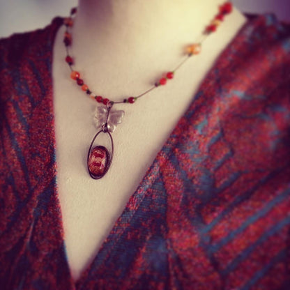 チョーカーネックレス ワイヤー カニ 赤 蝶 TAMARUSAN