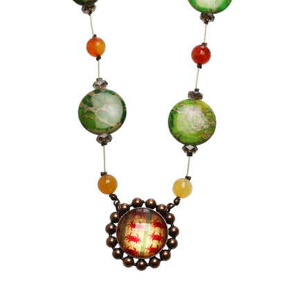 ロングネックレス 赤 カニ カーネリアン TAMARUSAN