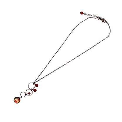 ネックレス カニ 赤 珊瑚 アンティーク風 TAMARUSAN