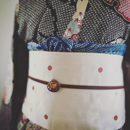 帯留め カニ 赤 アンティーク風 帯留め