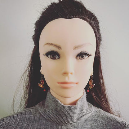 フックピアス 赤 カニ 珊瑚（染め） ハンドメイド TAMARUSAN