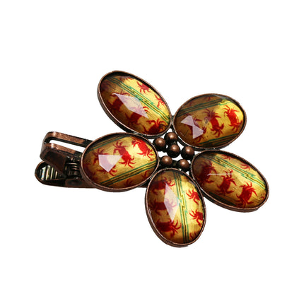 ストールクリップ カニ 赤 花 ストールクリップ