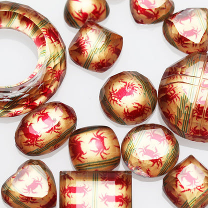 眼鏡ホルダーピンブローチ カニ 赤 24k TAMARUSAN