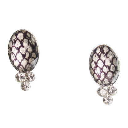 イヤリング 鱗柄 軽量 銀色 紺 楕円 TAMARUSAN