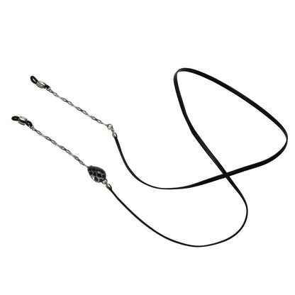 眼鏡チェーン 紺色 革紐 鱗柄 男女兼用 軽量 TAMARUSAN