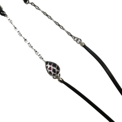 眼鏡チェーン 紺色 革紐 鱗柄 男女兼用 軽量 TAMARUSAN