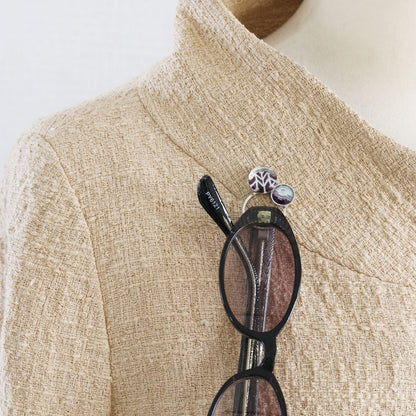 眼鏡ホルダー ピンブローチ 紫 虹 ヘリンボーン TAMARUSAN