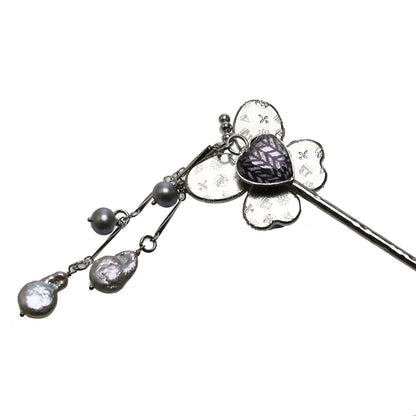 蝶 かんざし ヘリンボーン 紺 TAMARUSAN