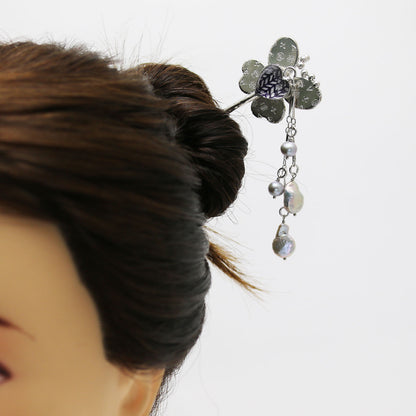 蝶 かんざし ヘリンボーン 紺 TAMARUSAN