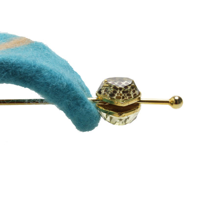 かんざしバレッタ マジェステ ウール ハート 青 TAMARUSAN