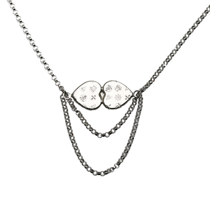 ネックレス 虹 ヘリンボーン 銀色 マルチカラー ネックレス