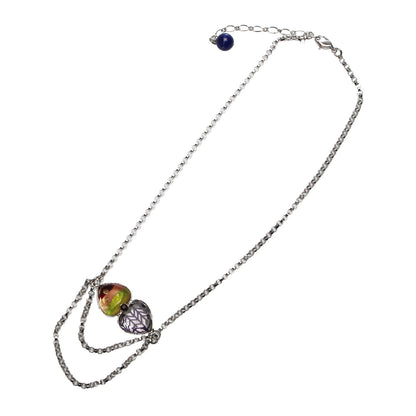 ネックレス 虹 ヘリンボーン 銀色 マルチカラー ネックレス