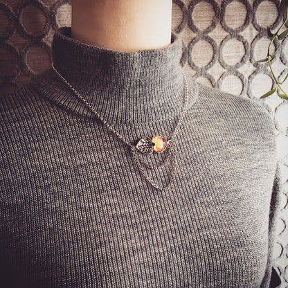 ネックレス 虹 ヘリンボーン 銀色 マルチカラー ネックレス