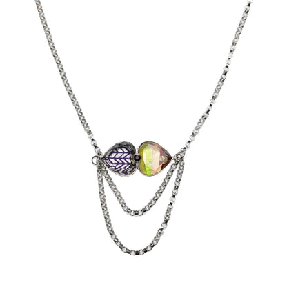 ネックレス 虹 ヘリンボーン 銀色 マルチカラー ネックレス