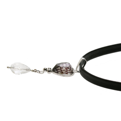 チョーカー ハート 鱗 銀 ラメ 水晶 紺 TAMARUSAN