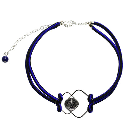 チョーカー 紺 鱗 組紐 正絹 銀 TAMARUSAN