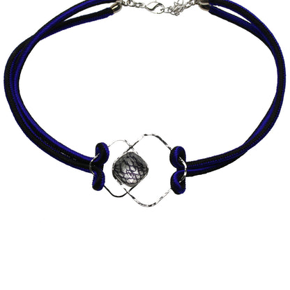 チョーカー 紺 鱗 組紐 正絹 銀 TAMARUSAN