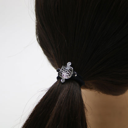 ヘアゴム シンプル 鱗柄 紺 銀 ラメ わけあり 高級ヘアゴム