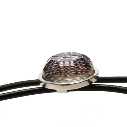 革紐ループタイ 銀ラメ 紺 ヘリンボーン TAMARUSAN