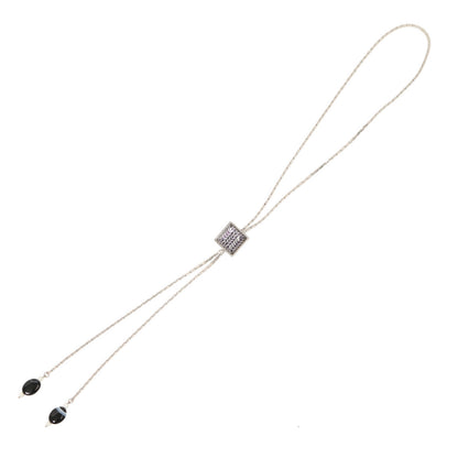 チェーンループタイ 紺 銀ラメ 四角 ヘリンボーン TAMARUSAN