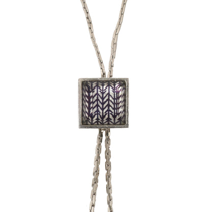 チェーンループタイ 紺 銀ラメ 四角 ヘリンボーン TAMARUSAN