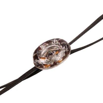 革紐ループタイ 水玉 紺色 ドーナツ 樹脂 TAMARUSAN