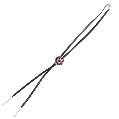 革紐ループタイ 水玉 紺色 ドーナツ 樹脂 TAMARUSAN