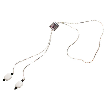 チェーンループタイ 四角 紺 ヘリンボーン TAMARUSAN