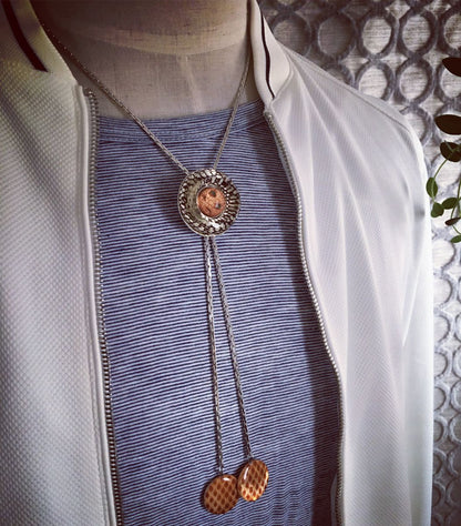 チェーンループタイ 紺 オレンジ ヘリンボーン TAMARUSAN