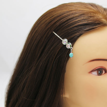 ヘアピン 白 青 レモン ターコイズ 飾り取り外し可能 TAMARUSAN