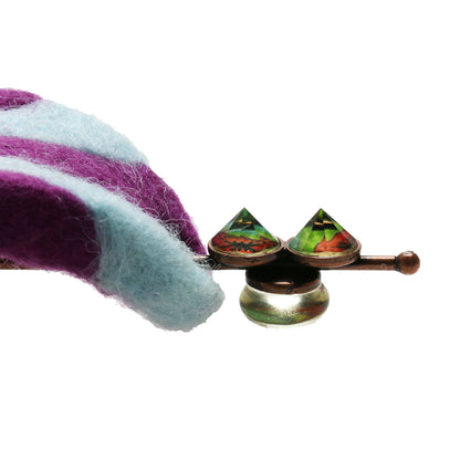 かんざしバレッタ（マジェステ） 紫 水色 フェルティング 風車 レモン TAMARUSAN