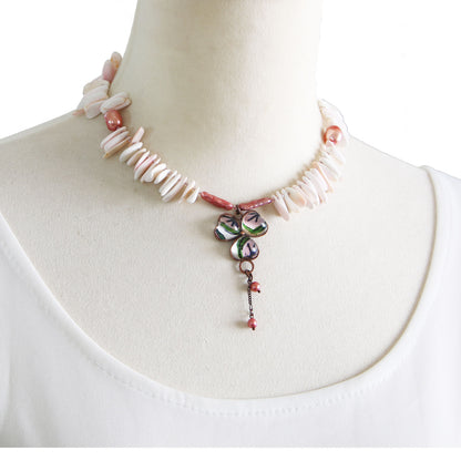 天然石チョーカー ピンク シェル すみれ TAMARUSAN