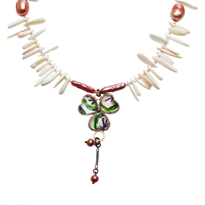 天然石チョーカー ピンク シェル すみれ TAMARUSAN