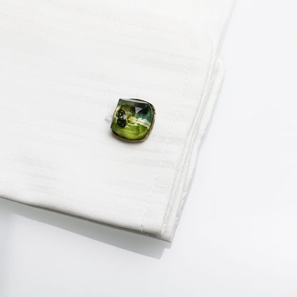 カフスボタン グリーン 四角 樹脂 カフスボタン