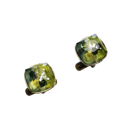 カフスボタン グリーン 四角 樹脂 カフスボタン