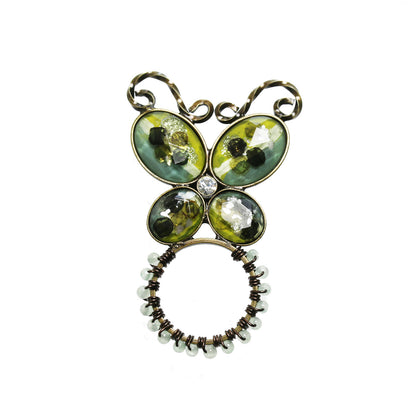 メガネホルダーピンブローチ アマゾナイト 蝶
